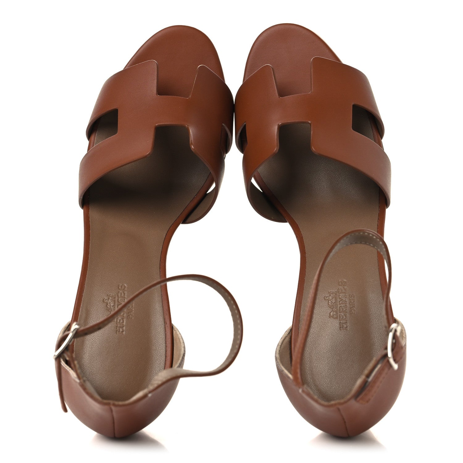 Hermes Calfskin Legend Wedge Sandals 38 Gold 2 of 9