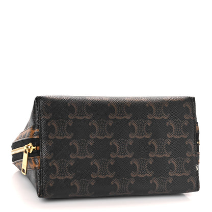 Celine Triomphe Canvas Calfskin Leopard Print Mini Clutch on Chain Black Tan 3 of 7