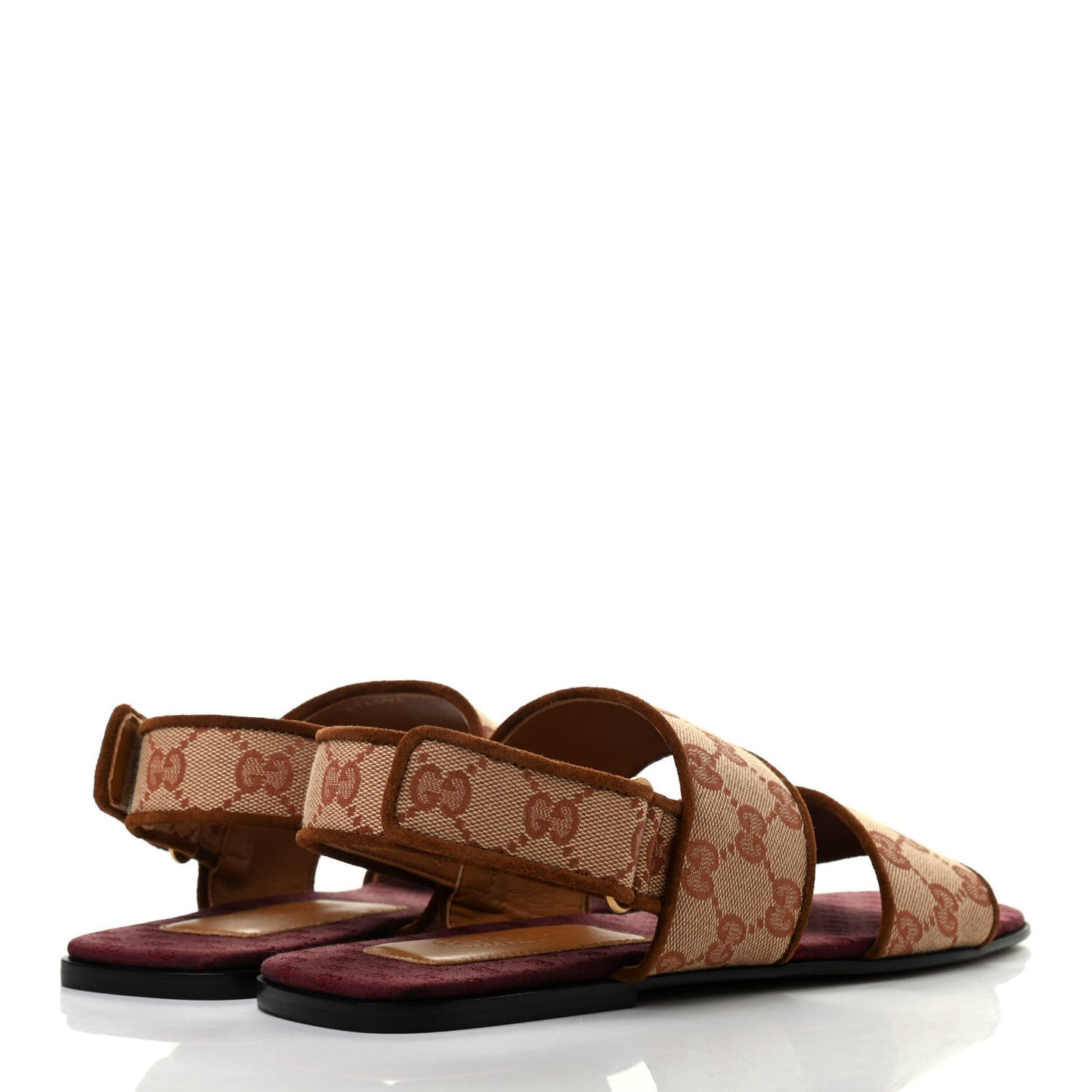 Canvas GG Monogram Mens Slingback Flat Sandals 6.5 Beige Ruggine Cuir