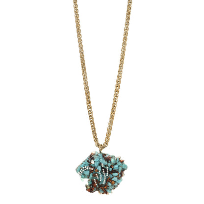 Gucci Metal Crystal Resin Rajah Necklace Gold Blue 1 of 4