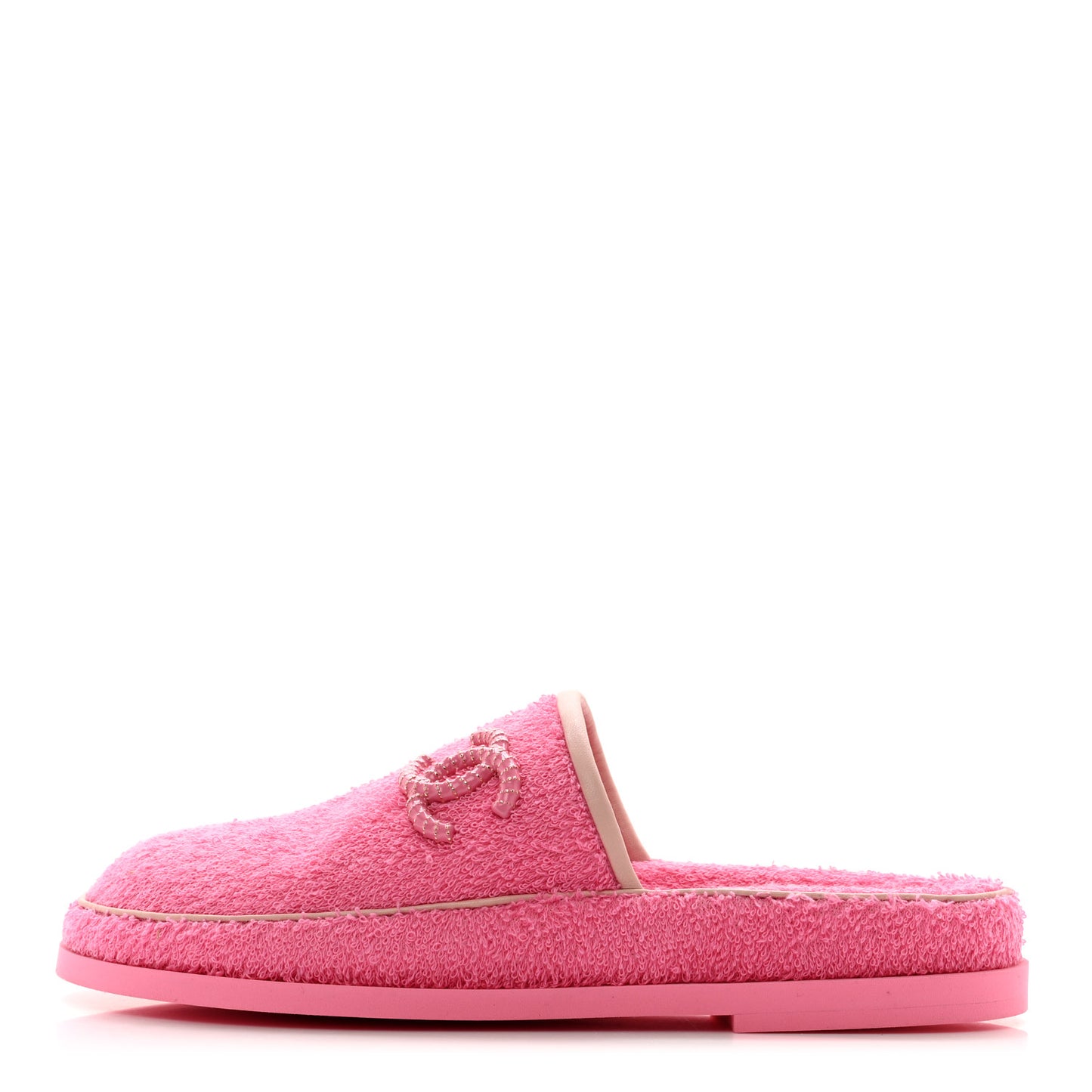 Fabric Lambskin Stitched Resin CC Mules 39.5 Pink Light Pink