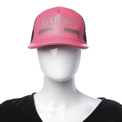 Gucci Cripto Calfskin Logo Baseball Hat M Fuxia Black 2 of 7
