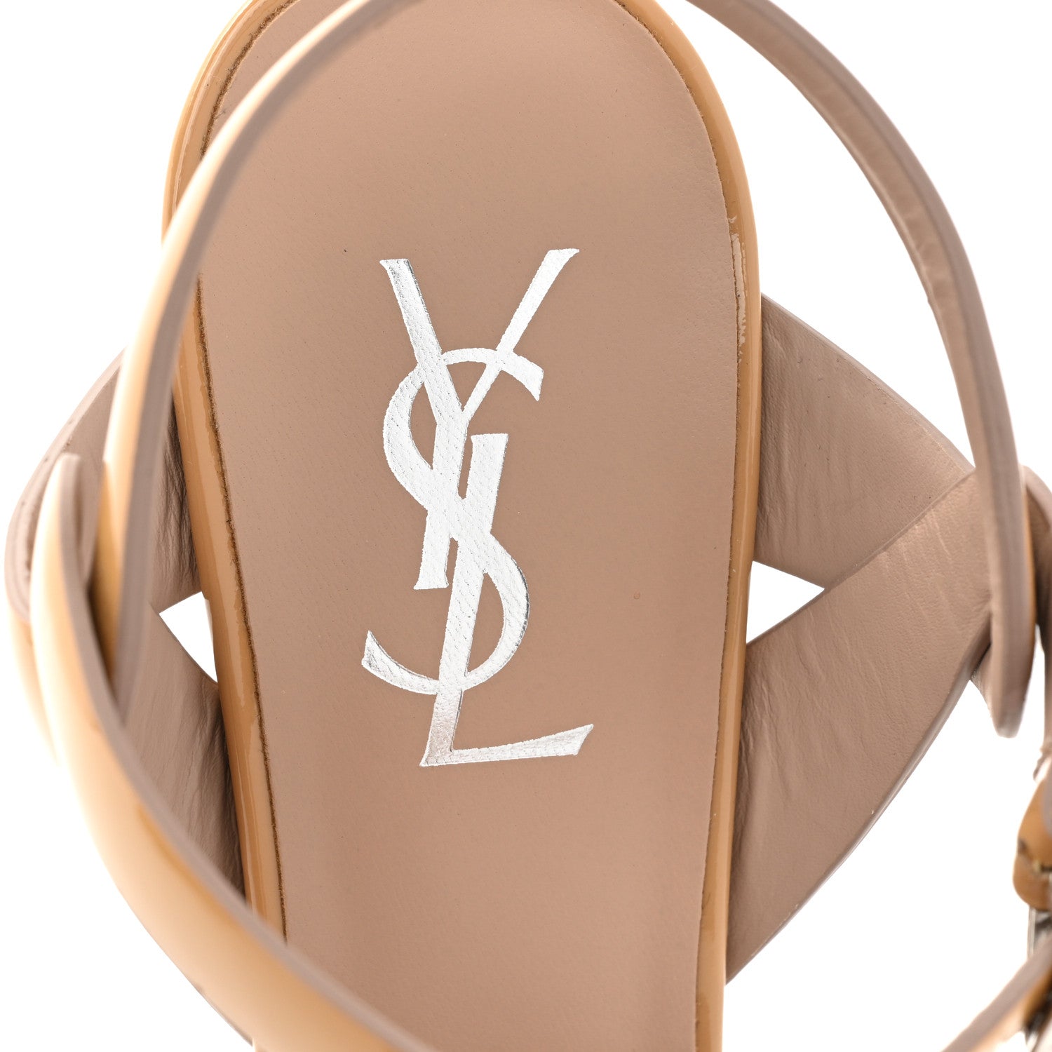 Saint Laurent Patent Tribute 105 Platform Sandals 38.5 Nude Powder 7 of 13