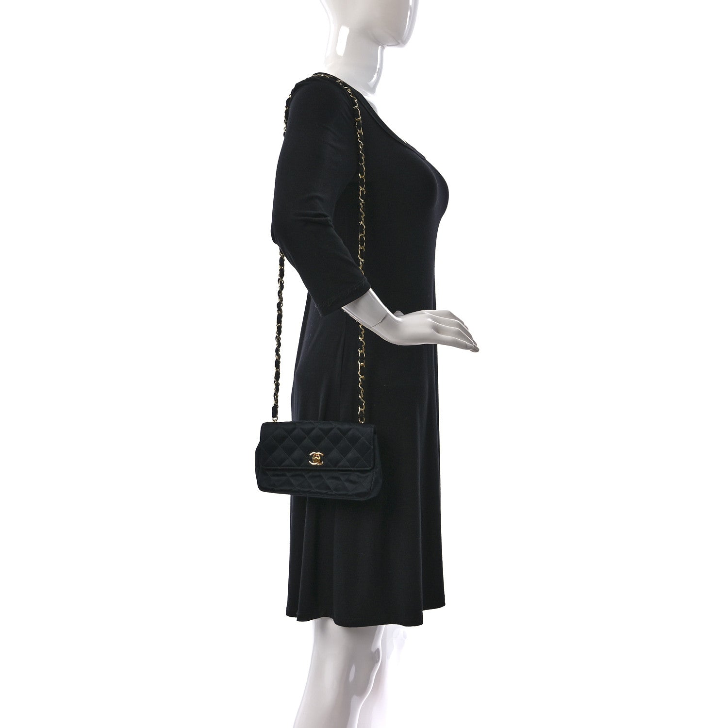 Chanel Satin Quilted Flap Black 2 of 13