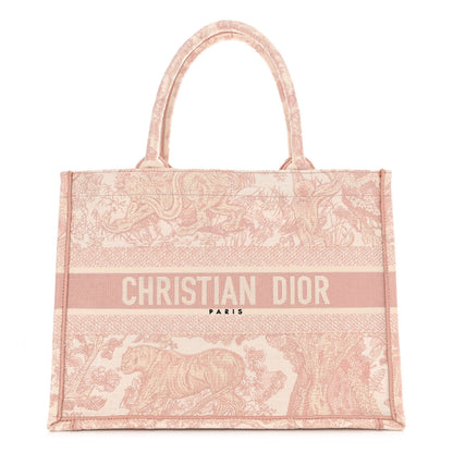 Christian Dior Canvas Toile De Jouy Embroidered Medium Book Tote Pink 1 of 10