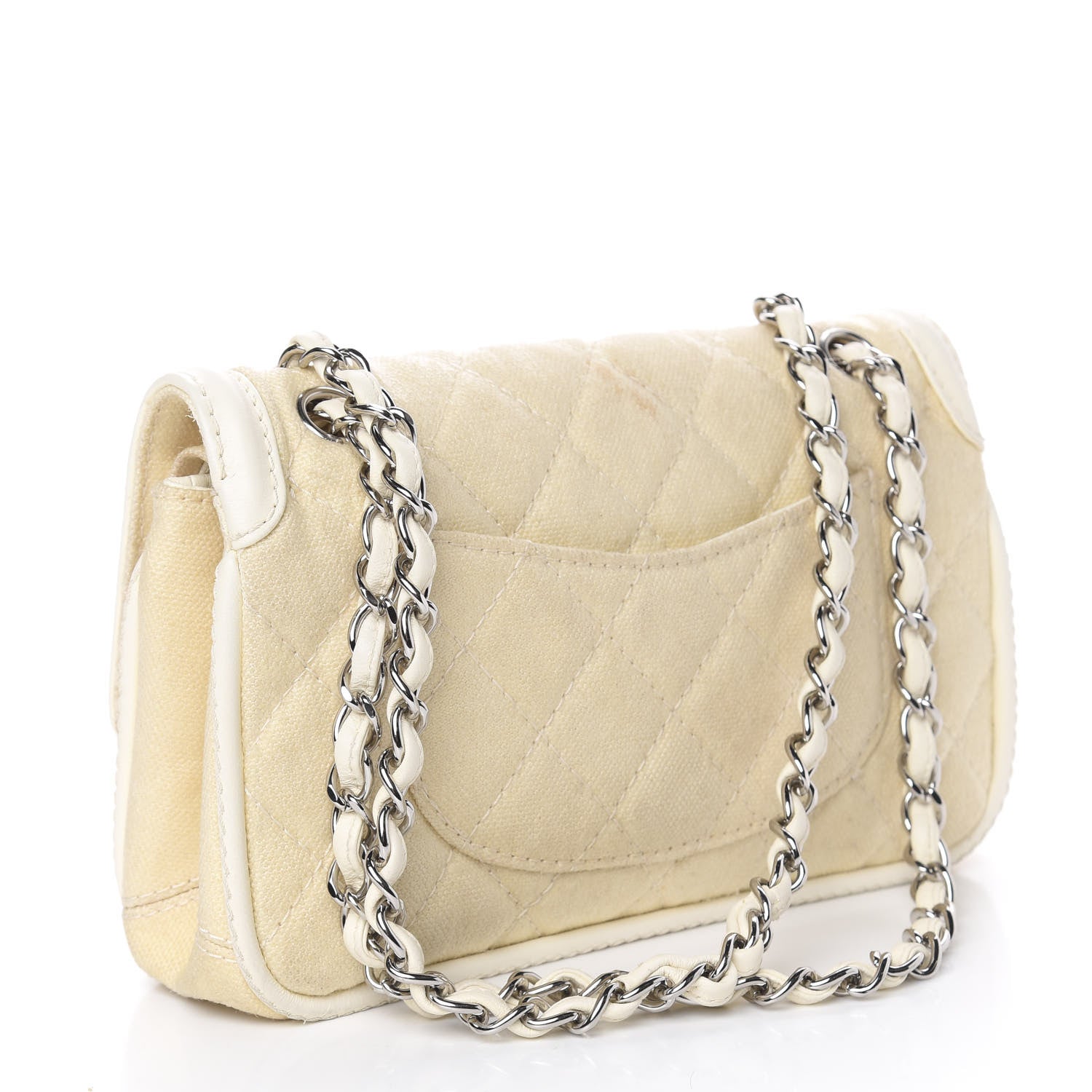 Chanel Canvas Quilted Medium Flap Beige 3 of 17