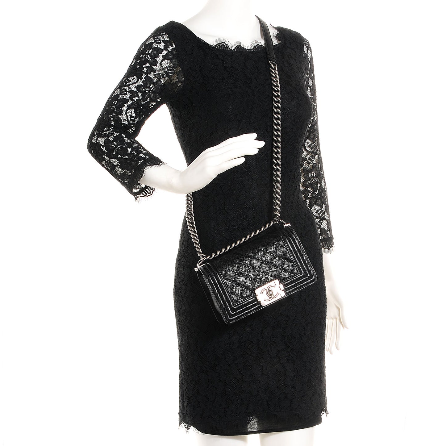 Caviar Quilted Small Boy Flap Black