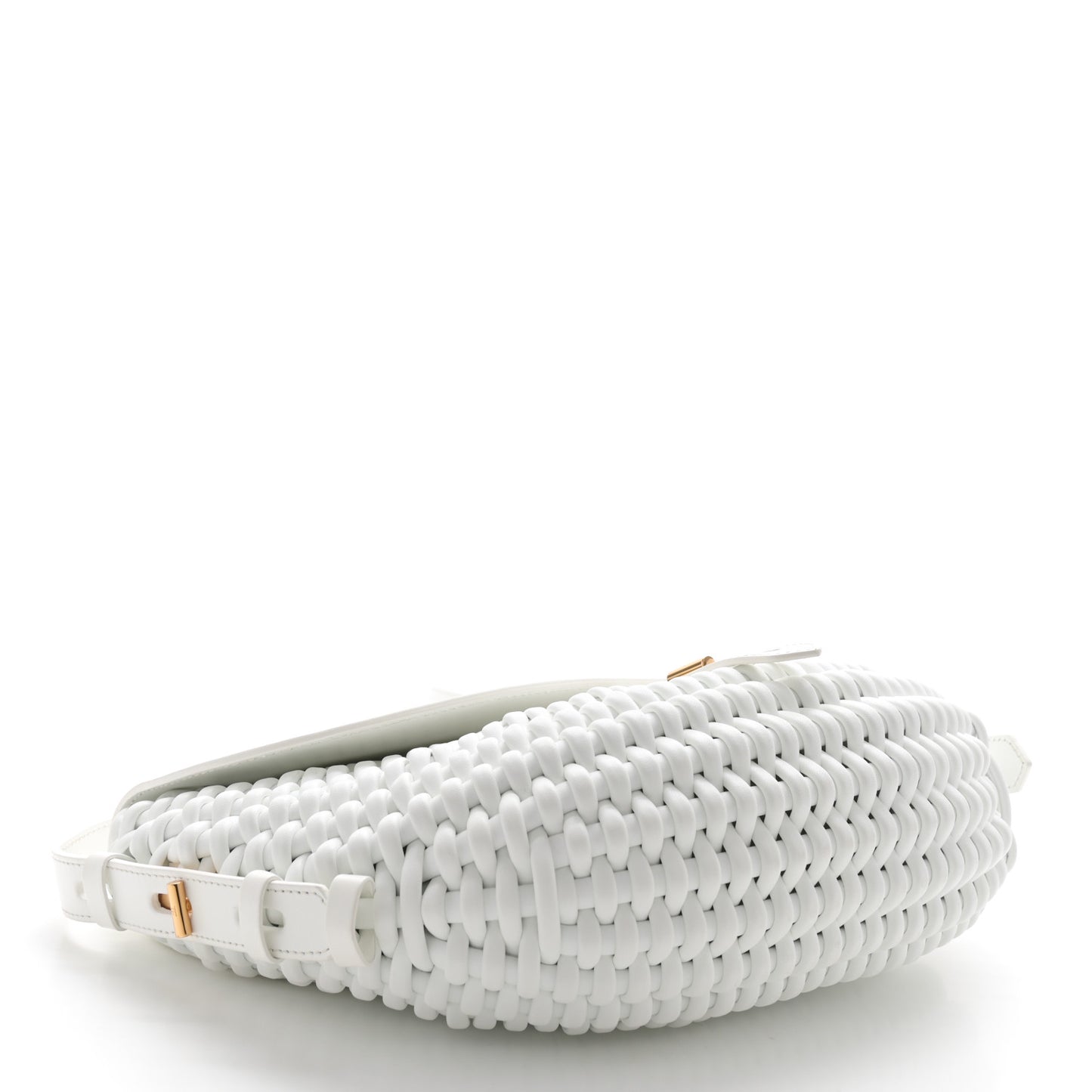 Calfskin Woven T-Twist Crossbody White