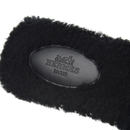 Hermes Woolskin Oran Sandals 39.5 Black 6 of 12