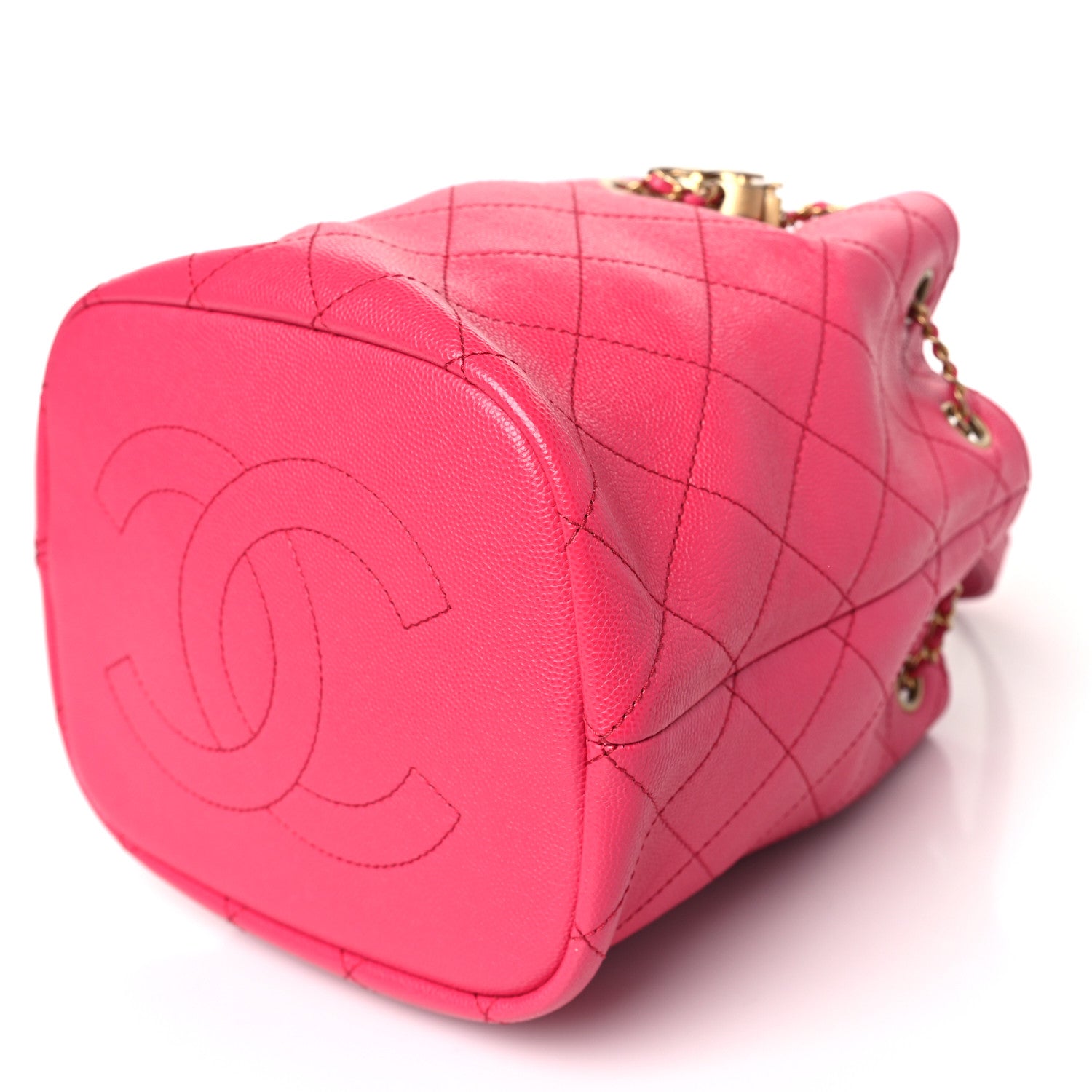 Chanel Caviar Quilted Fashion Therapy Bucket Drawstring Bag Dark Pink 9 of 9