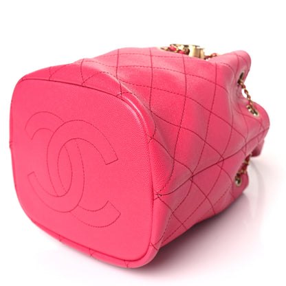 Chanel Caviar Quilted Fashion Therapy Bucket Drawstring Bag Dark Pink 9 of 9