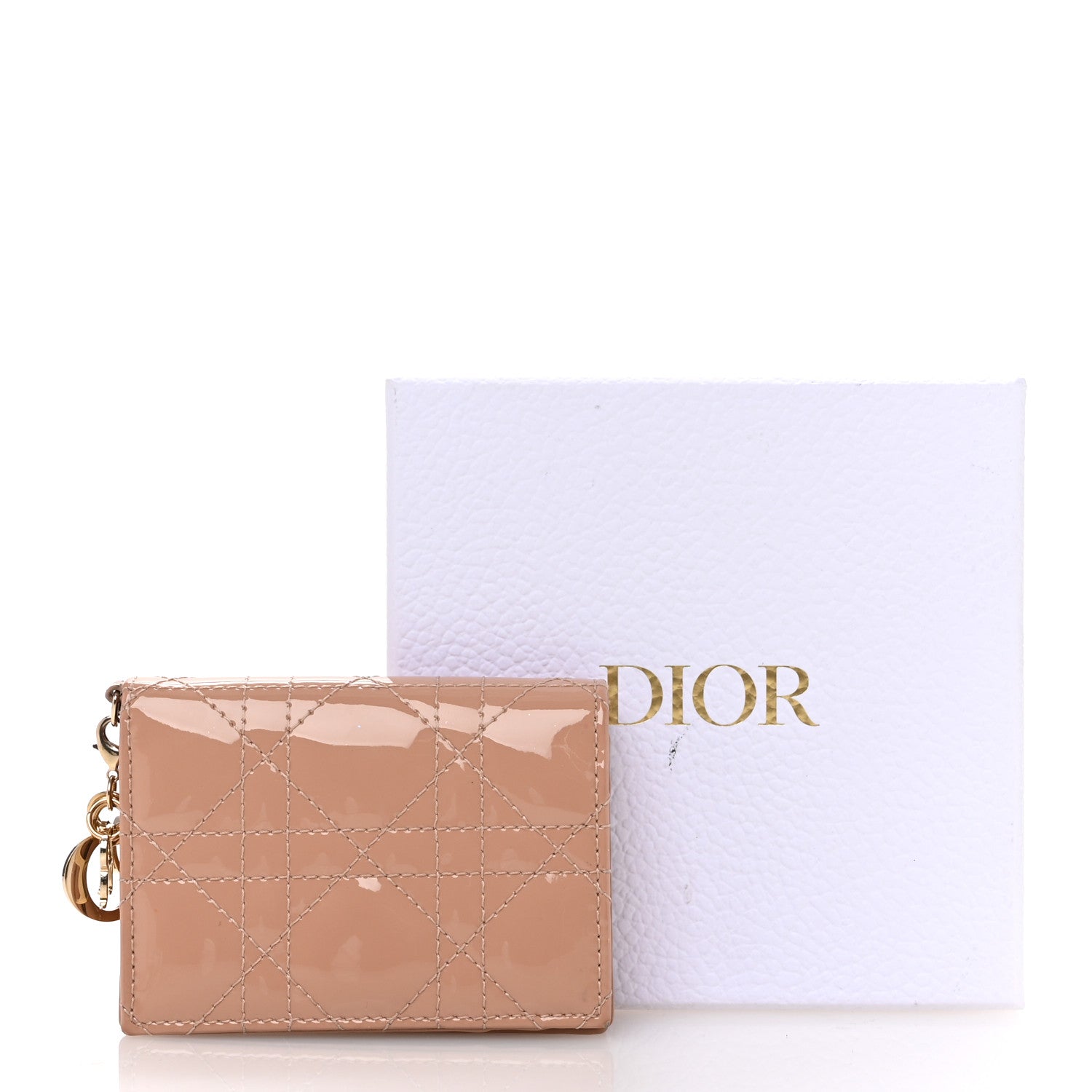 Christian Dior Patent Cannage Small Lady Dior Flap Card Holder Rose De Vents 10 of 10