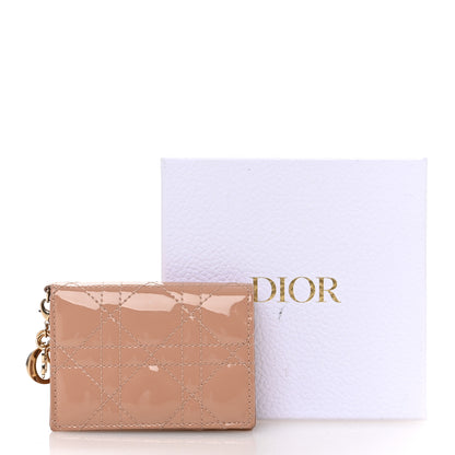 Christian Dior Patent Cannage Small Lady Dior Flap Card Holder Rose De Vents 10 of 10