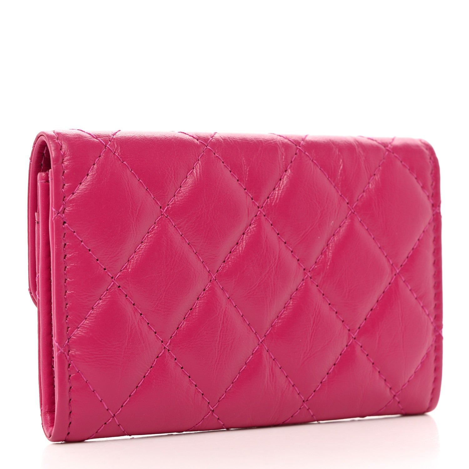 Chanel Aged Calfskin Quilted Reissue Flap Card Holder Fuchsia 3 of 8