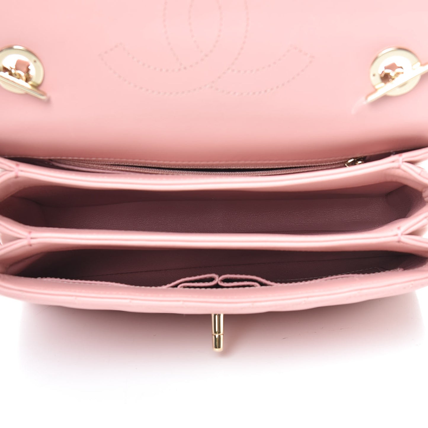 Lambskin Chevron Quilted Small Trendy CC Dual Handle Flap Bag Light Pink
