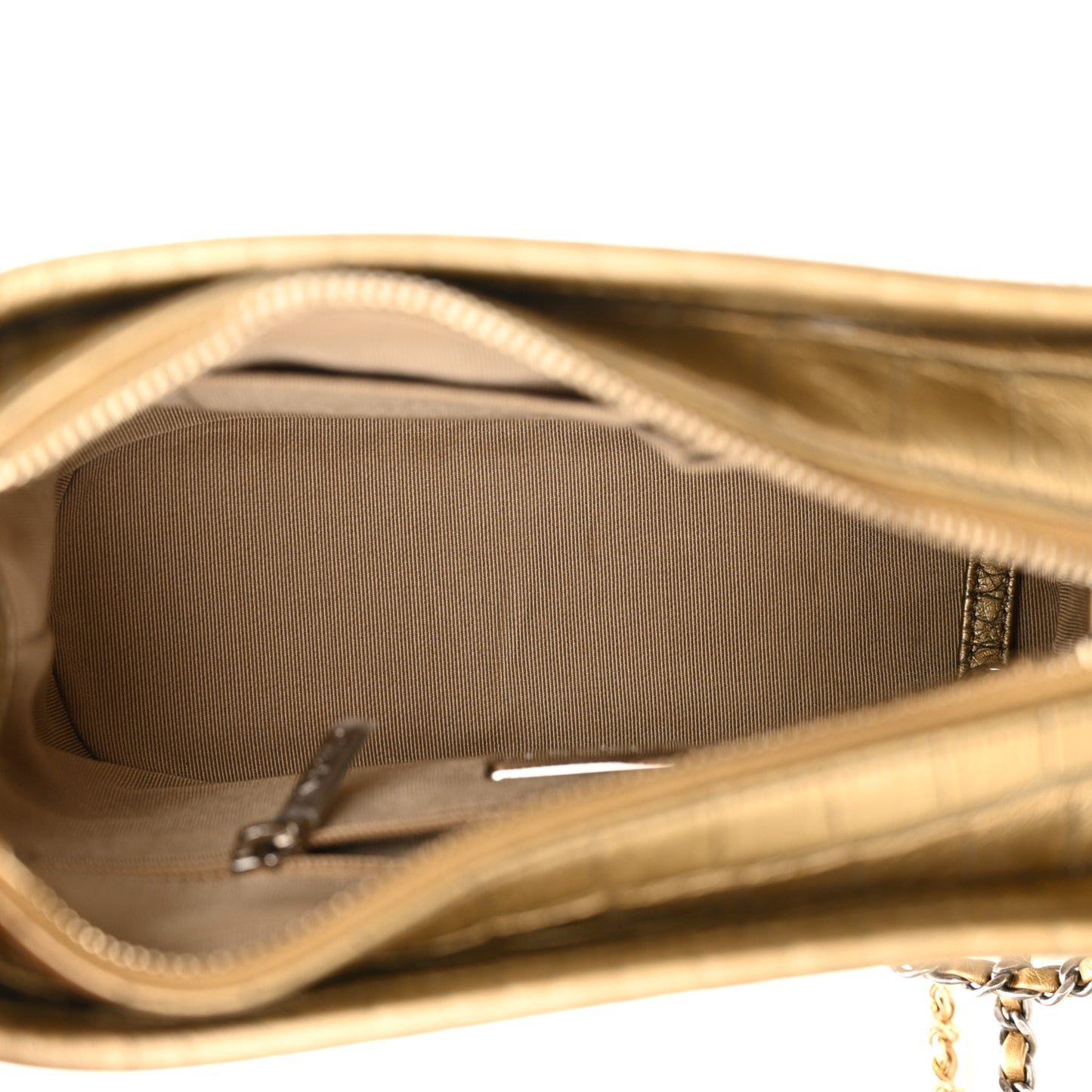 Metallic Calfskin Crocodile Embossed Cocodile Small Gabrielle Hobo Gold