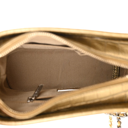 Chanel Metallic Calfskin Crocodile Embossed Cocodile Small Gabrielle Hobo Gold 5 of 11