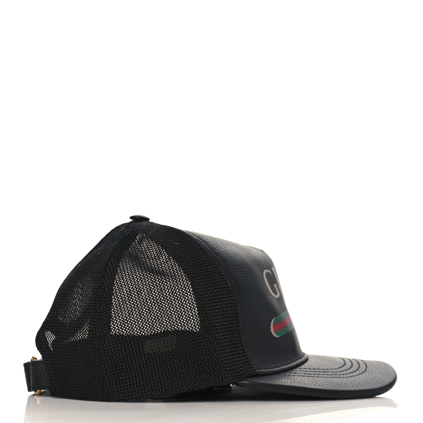 Grained Calfskin Logo Baseball Hat L Black