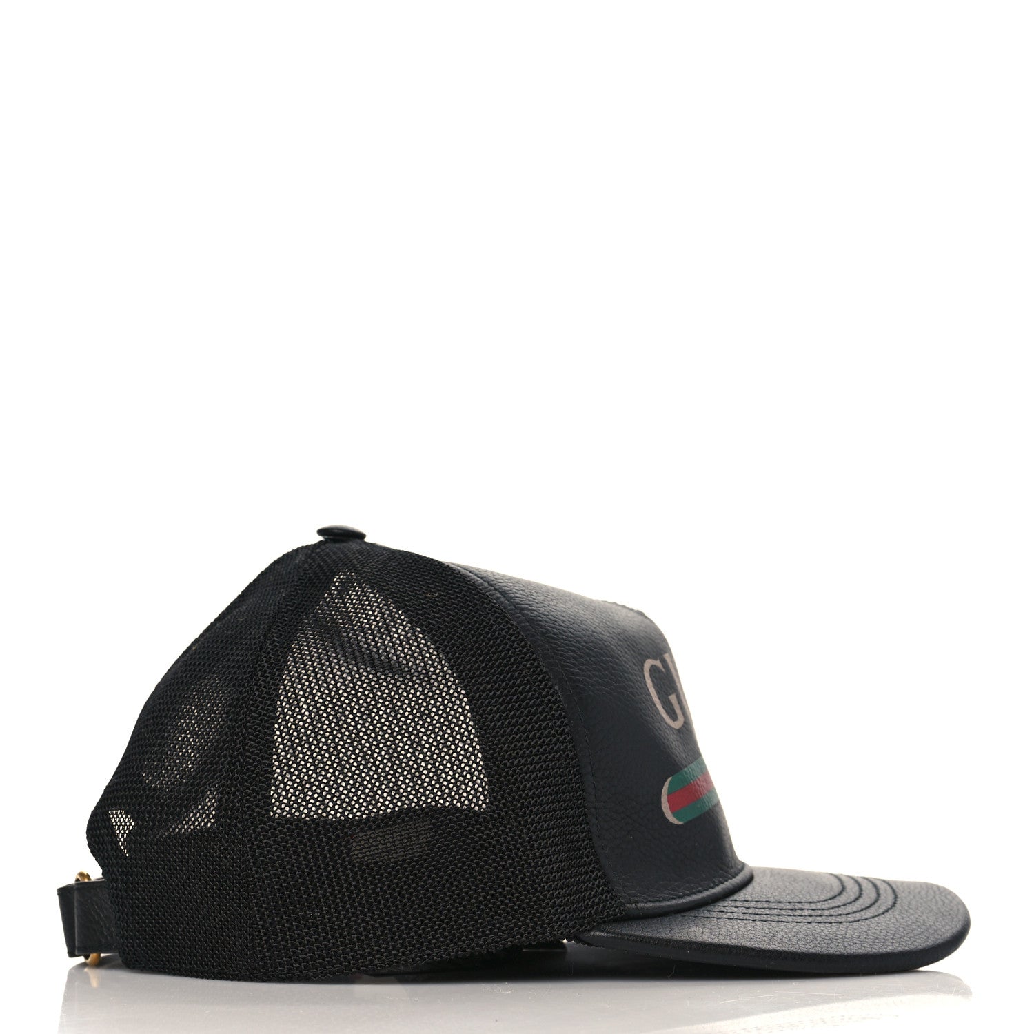 Gucci Grained Calfskin Logo Baseball Hat L Black 4 of 8