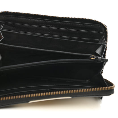 Gucci Calfskin Matelasse GG Marmont Zip Around Wallet Black White 5 of 10