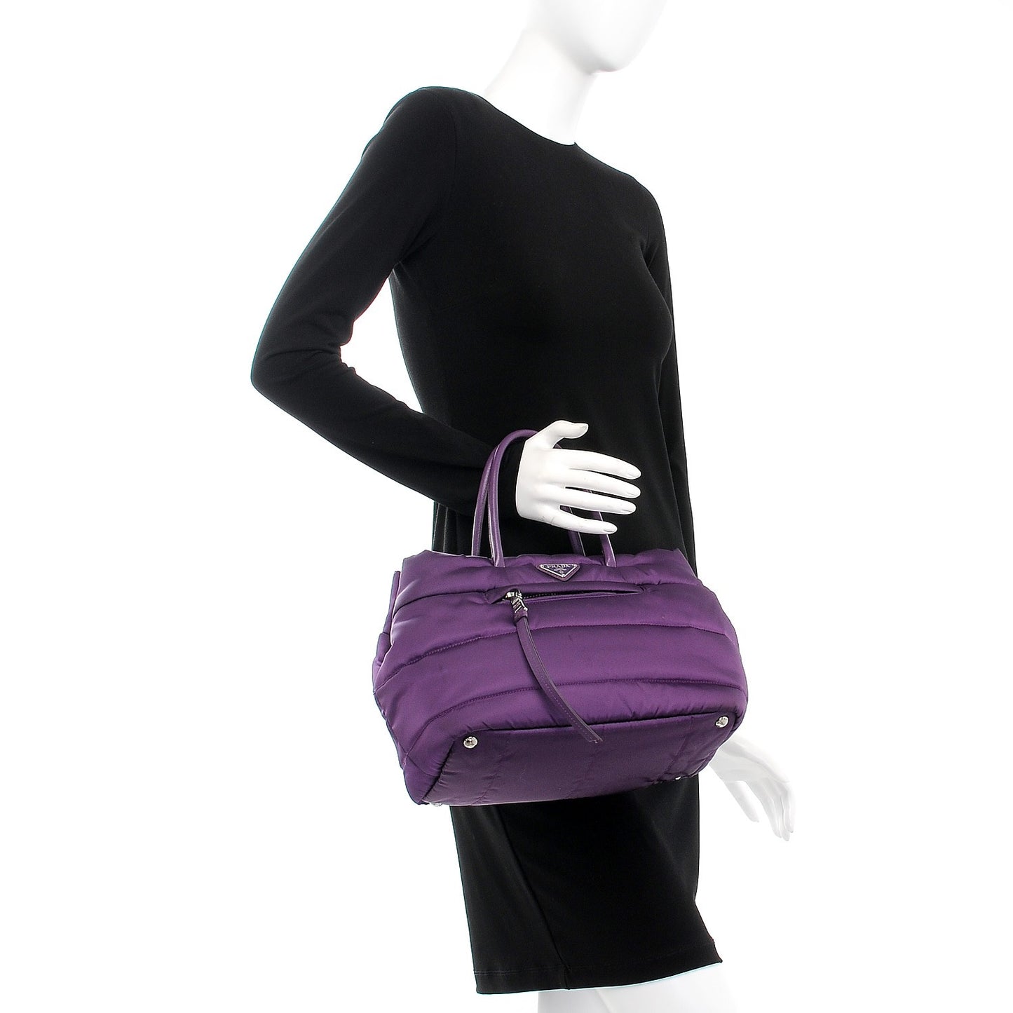 Tessuto Nylon Bomber Tote Purple