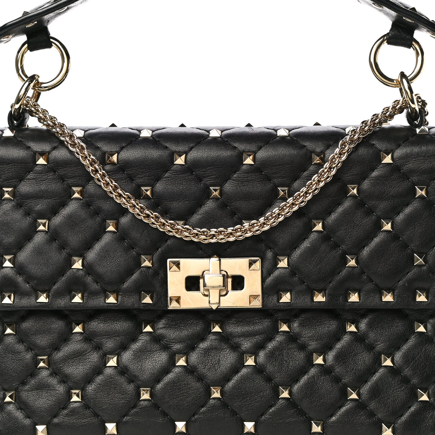 Valentino Garavani Lambskin Medium Rockstud Spike Shoulder Bag Black 7 of 11