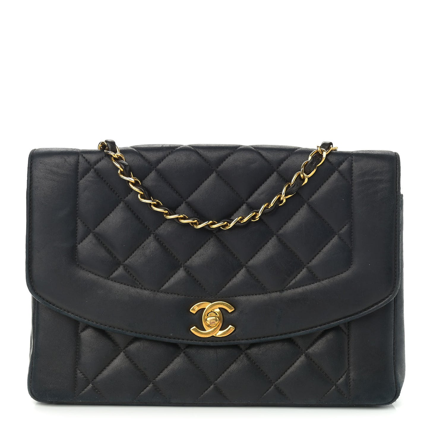 Lambskin Quilted Medium Single Flap Black