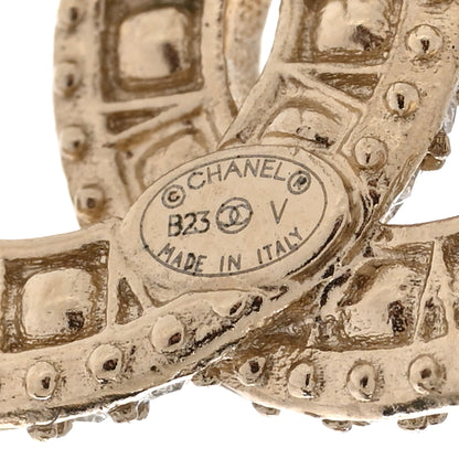 Chanel Crystal Timeless CC Earrings Light Gold 4 of 4