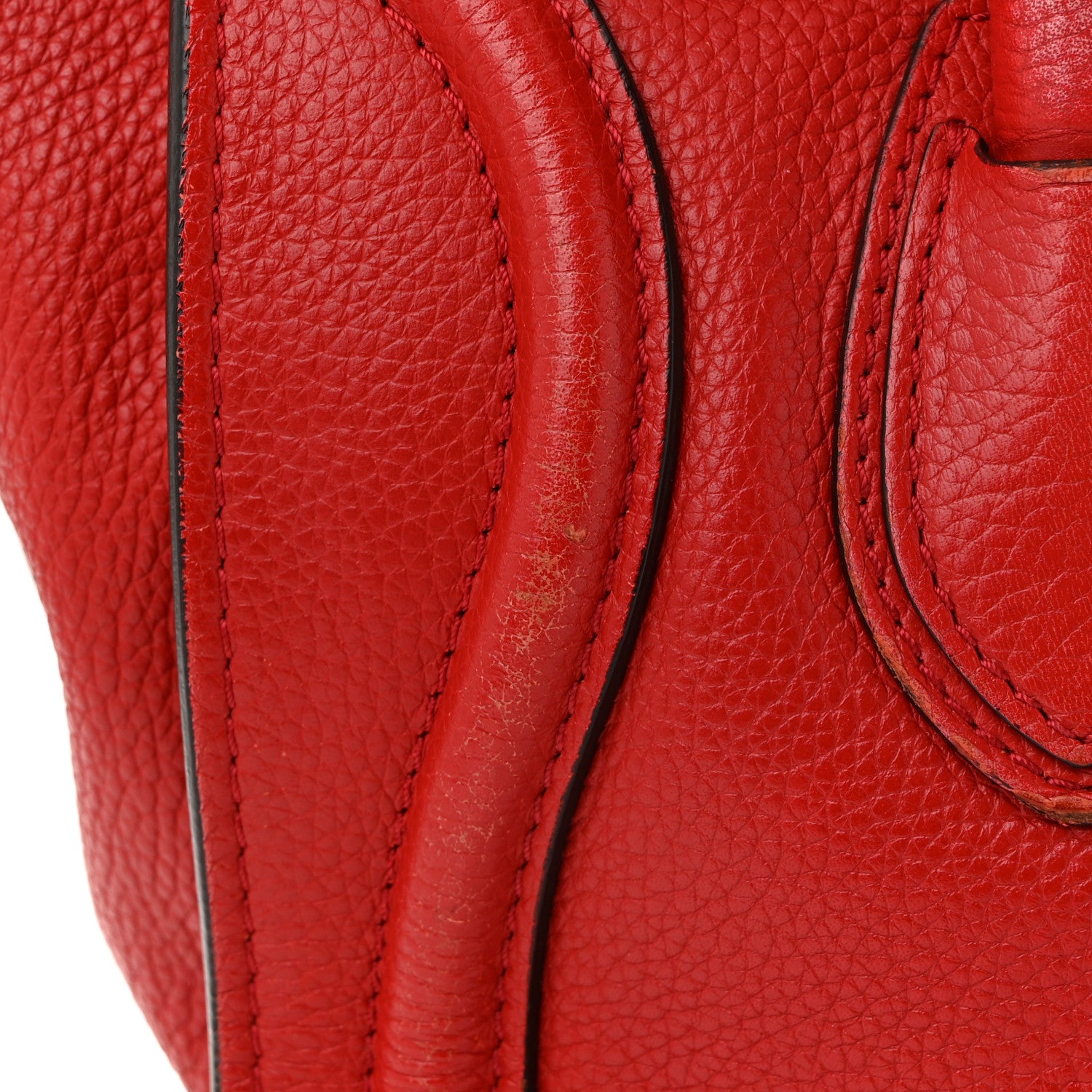 Celine Drummed Calfskin Micro Luggage Red 12 of 14