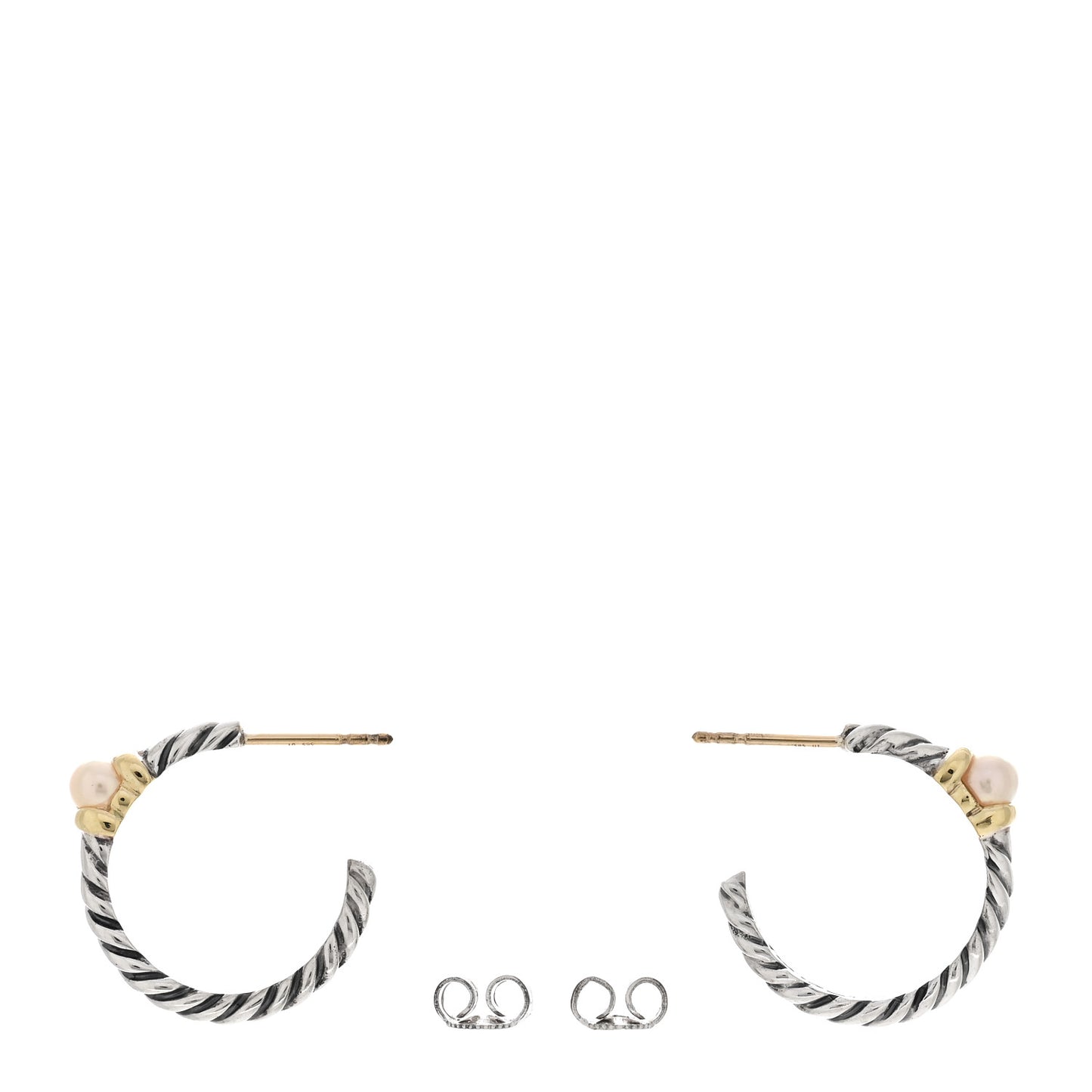 Sterling Silver 14K Gold 3mm Cultured Pearl Metro Hoop Earrings