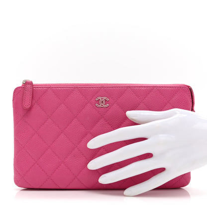 Chanel Caviar Quilted Enamel Zipped Clutch  Pink 2 of 11