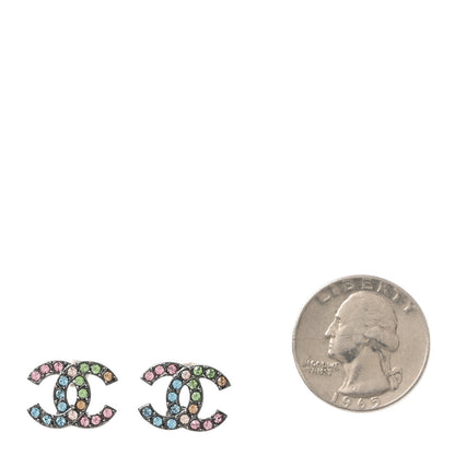 Chanel Ruthenium Crystal CC Earrings Multicolor 2 of 4