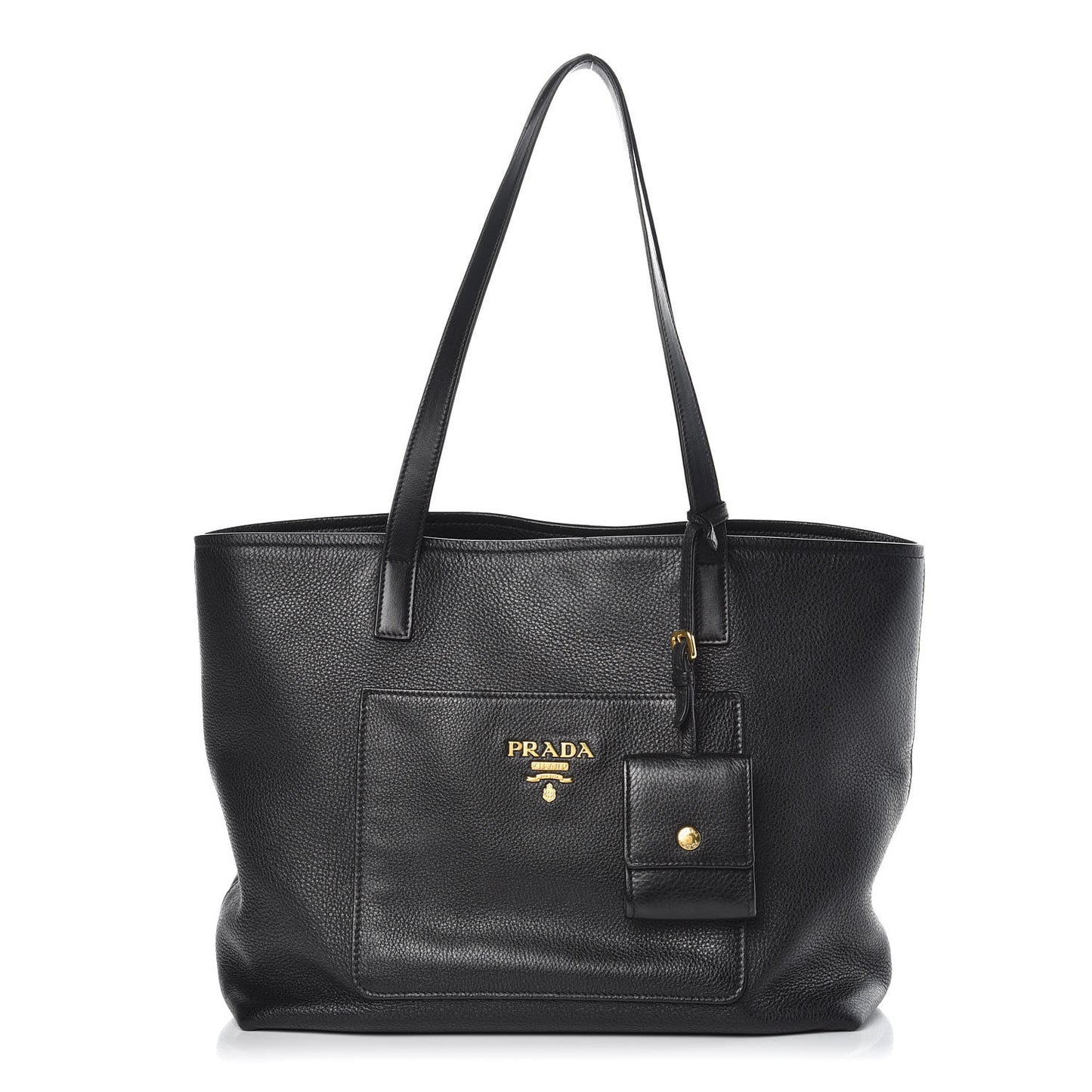 Vitello Daino Pocket Shopping Tote Black