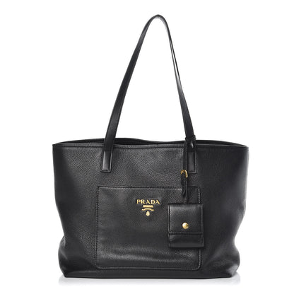 Prada Vitello Daino Pocket Shopping Tote Black 1 of 13