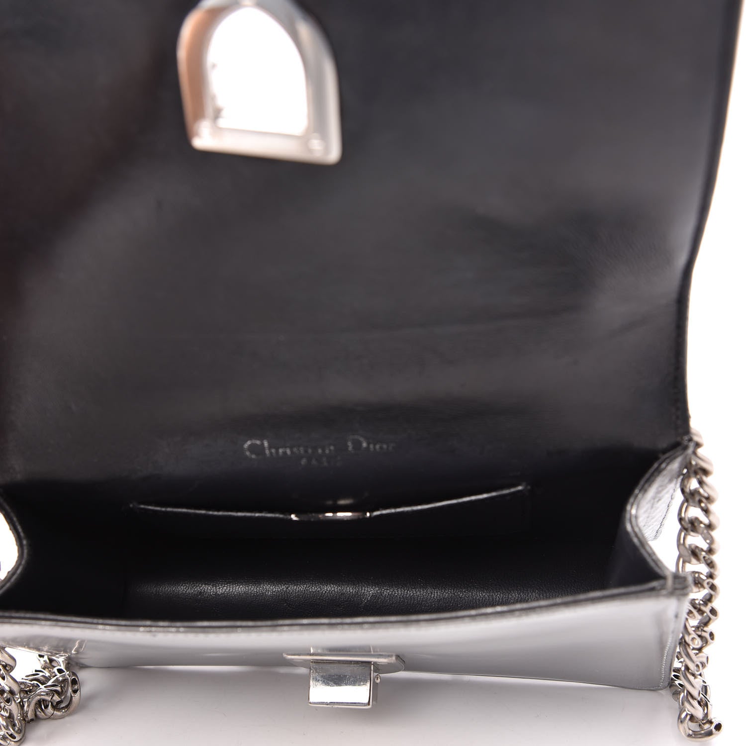 Christian Dior Metallic Calfskin Micro-Cannage Mini Diorama Flap Bag Silver 5 of 9