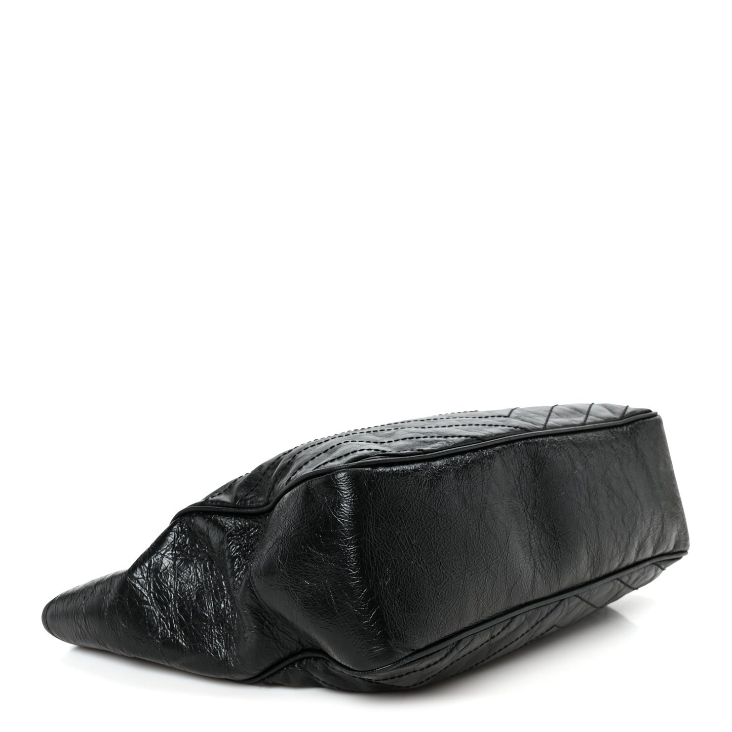 Crinkled Calfskin Matelasse Monogram Large Niki Shopping Tote Bag Black