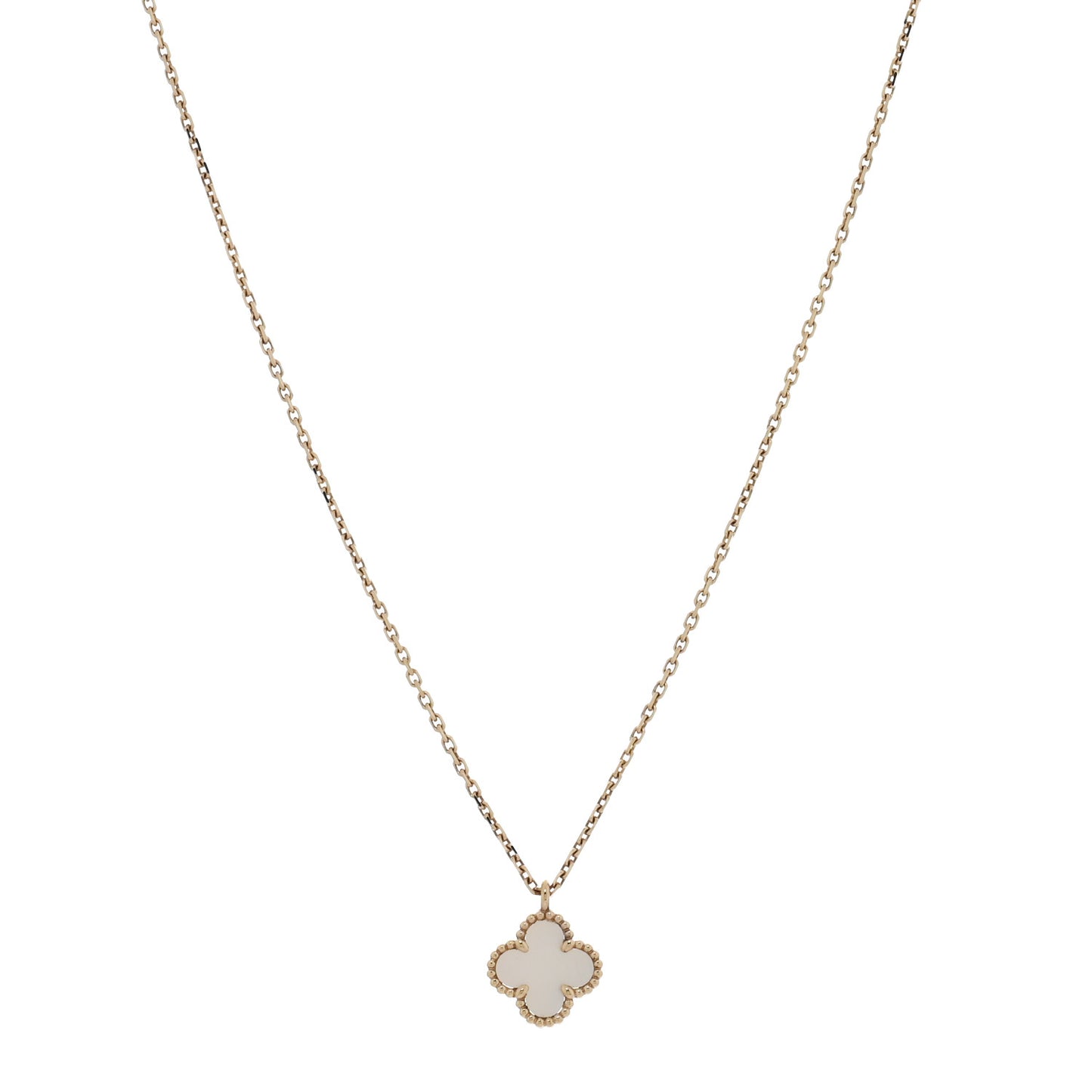 18K Yellow Gold Mother of Pearl Sweet Alhambra Pendant Necklace