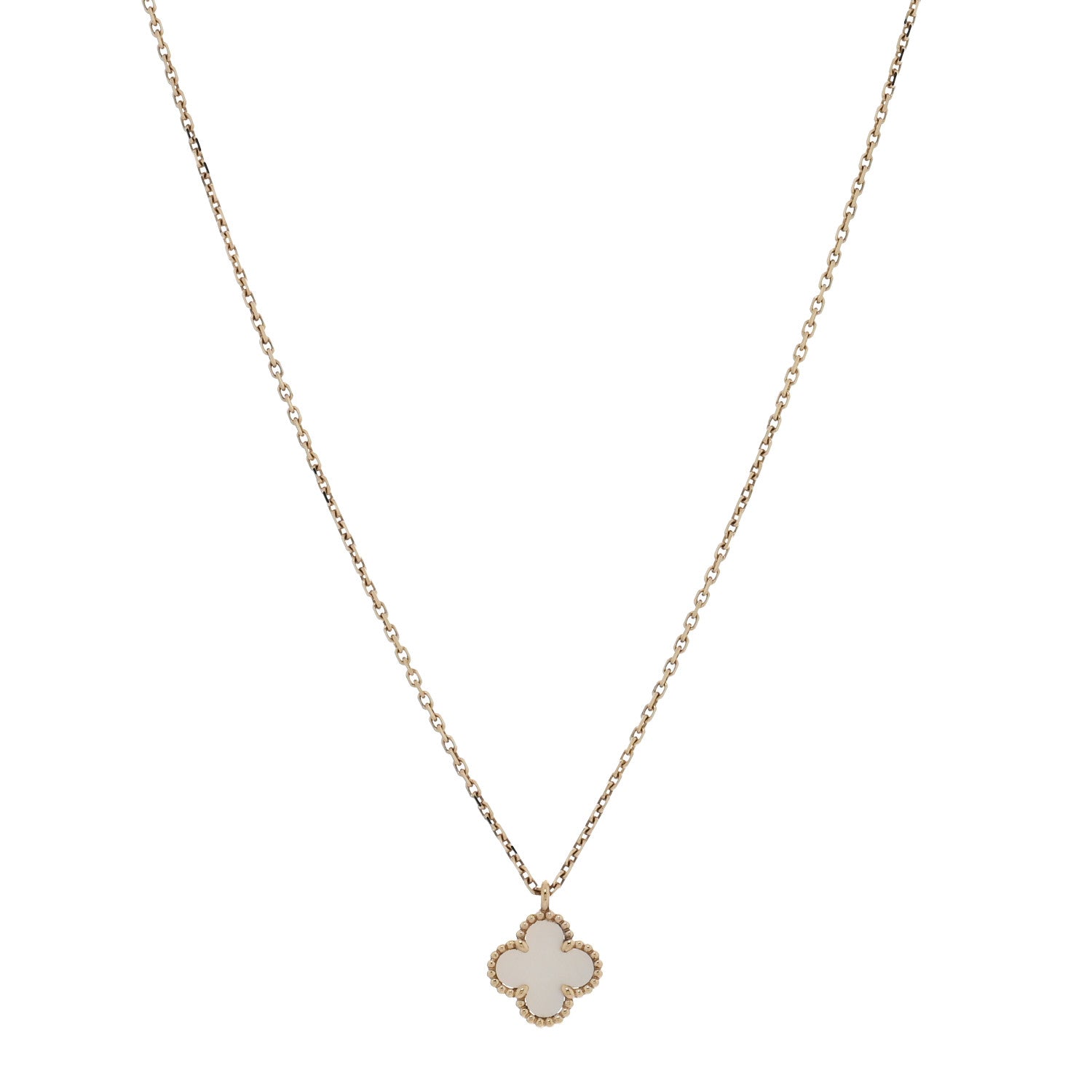Van Cleef & Arpels 18K Yellow Gold Mother of Pearl Sweet Alhambra Pendant Necklace 1 of 4