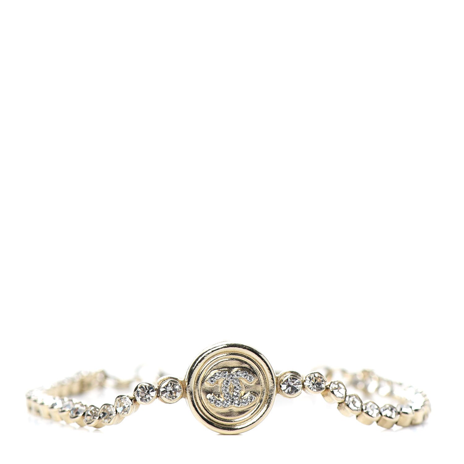 Chanel Crystal CC Chain Bracelet Gold 1 of 4