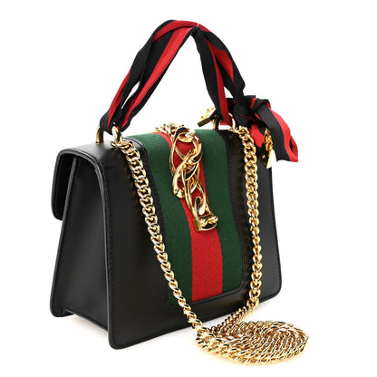 Gucci Calfskin Mini Sylvie Chain Shoulder Bag Black 2 of 10