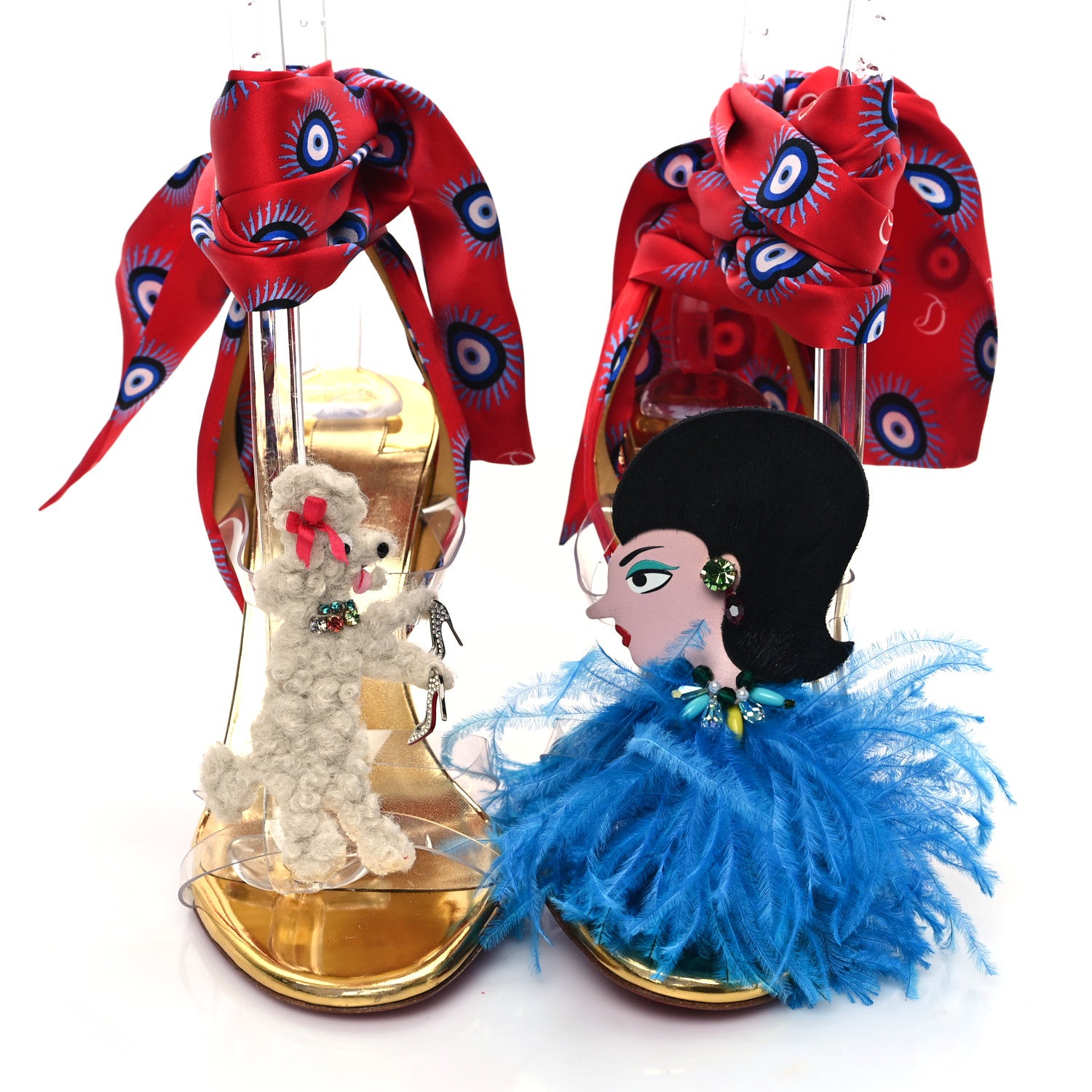 Christian Louboutin Specchio PVC Des Cyclades Athina Printed 100 Sandals 38 Gold Multicolor 2 of 7
