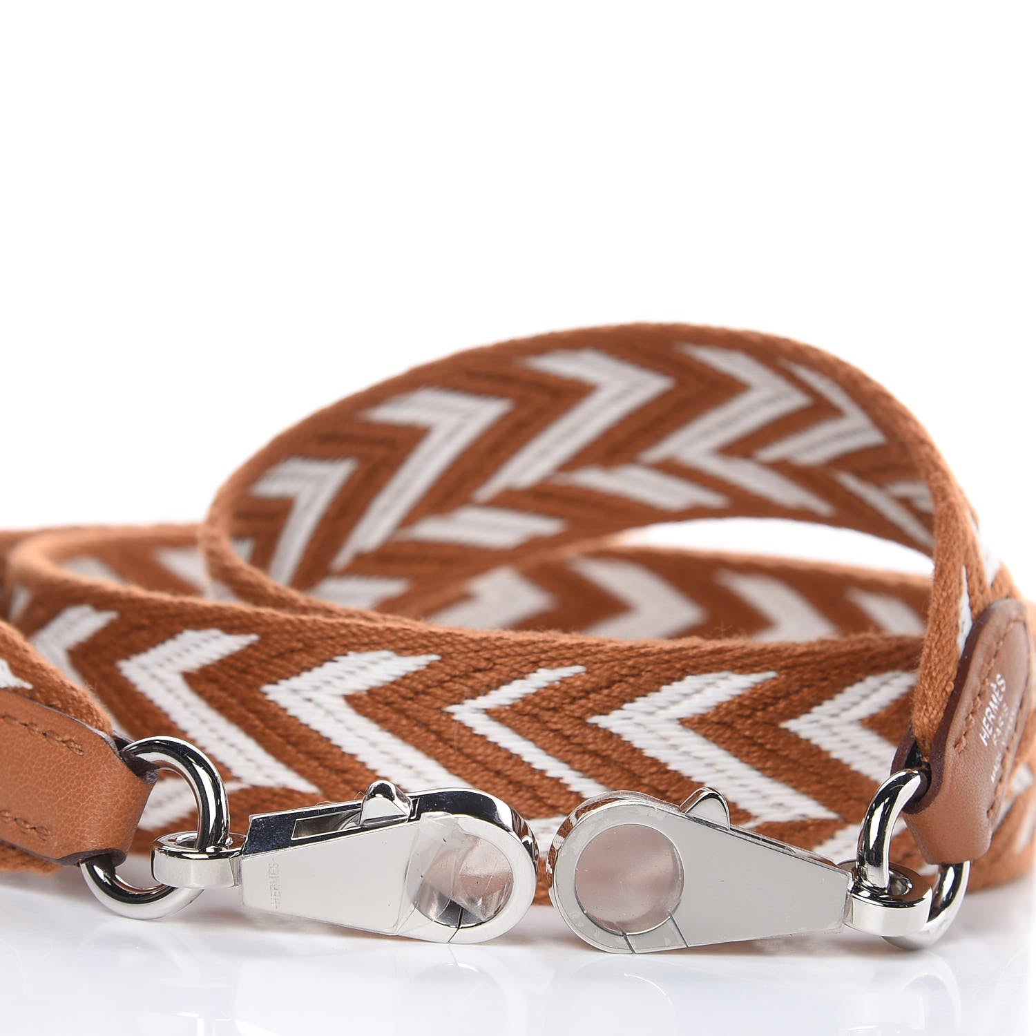 Hermes Toile Swift 25mm Sangle ZigZag Shoulder Strap Gold White 4 of 4