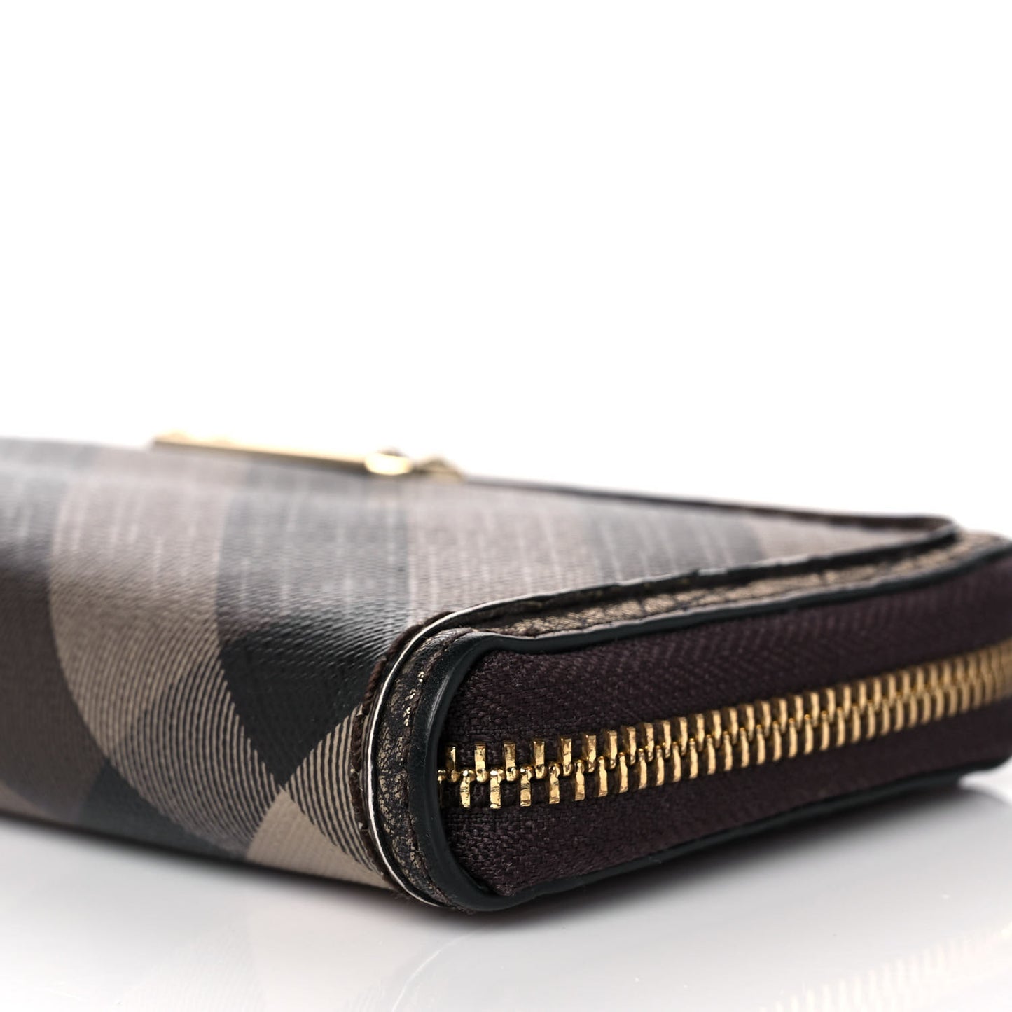 Smoked Check Zip Around Wallet Brown