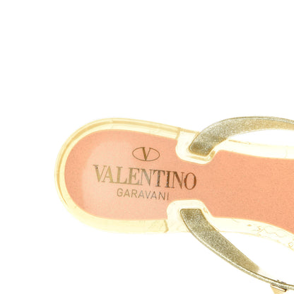 Valentino Garavani PVC Jelly Glitter Rockstud Bow Thong Sandals 37 Oro 8 of 8