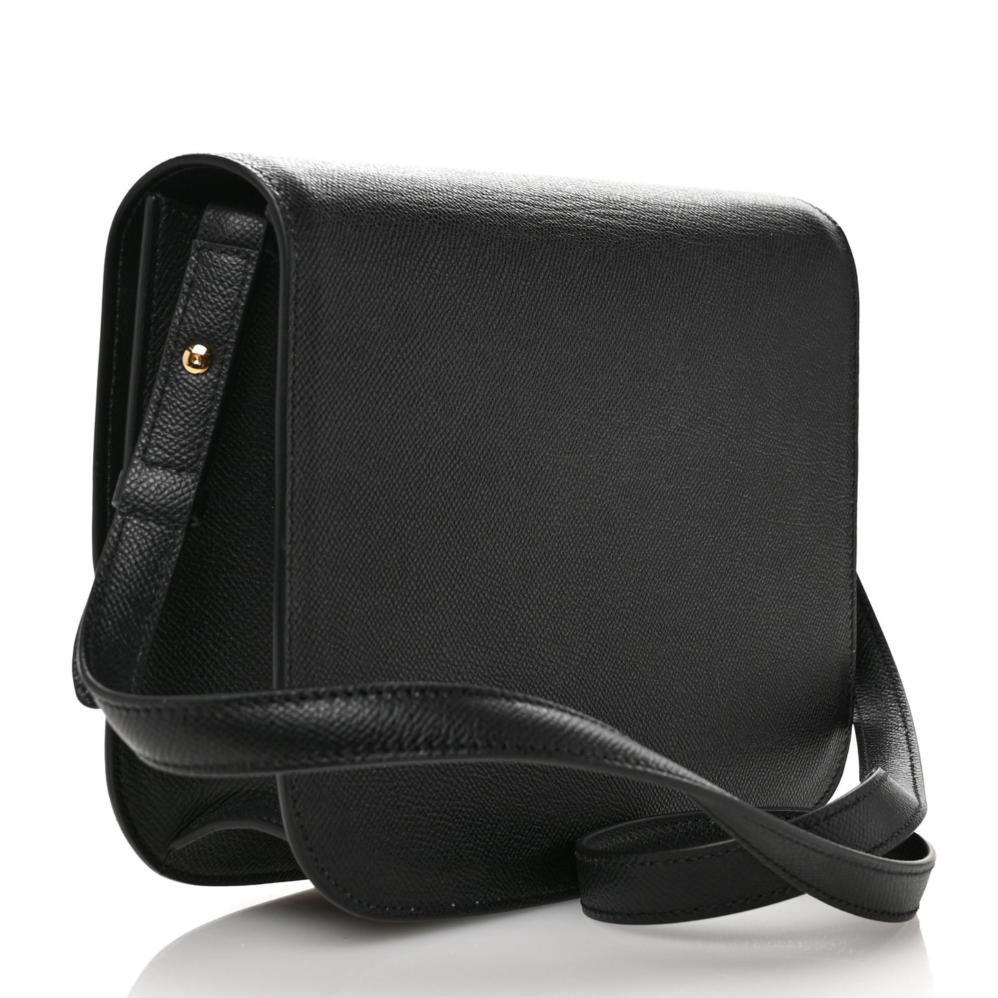 Hammered Calfskin Round Gancini Crossbody Bag Black