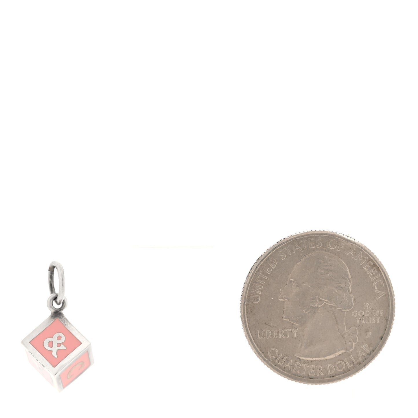 Sterling Silver Enamel Baby Block Cube Charm Pink