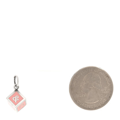Tiffany Sterling Silver Enamel Baby Block Cube Charm Pink 2 of 3