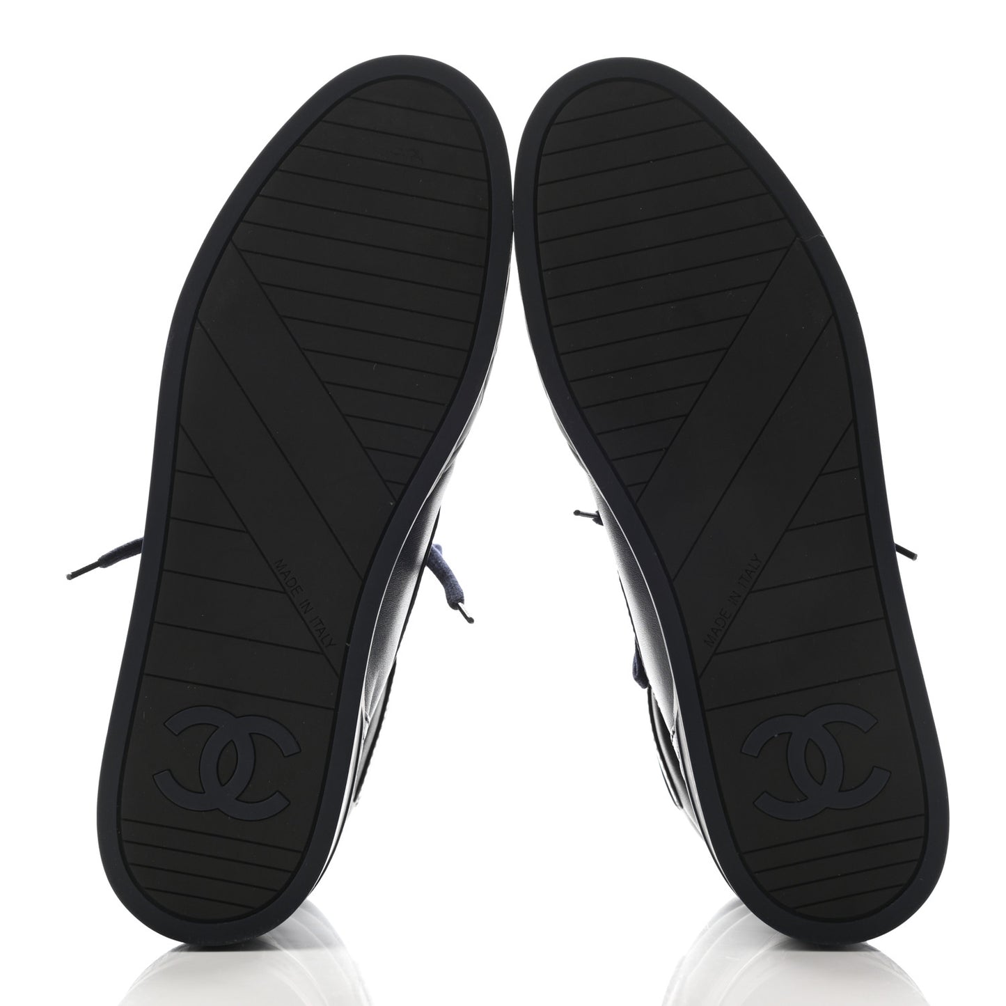 Lambskin Logo High Top Sneakers 42 Navy Black