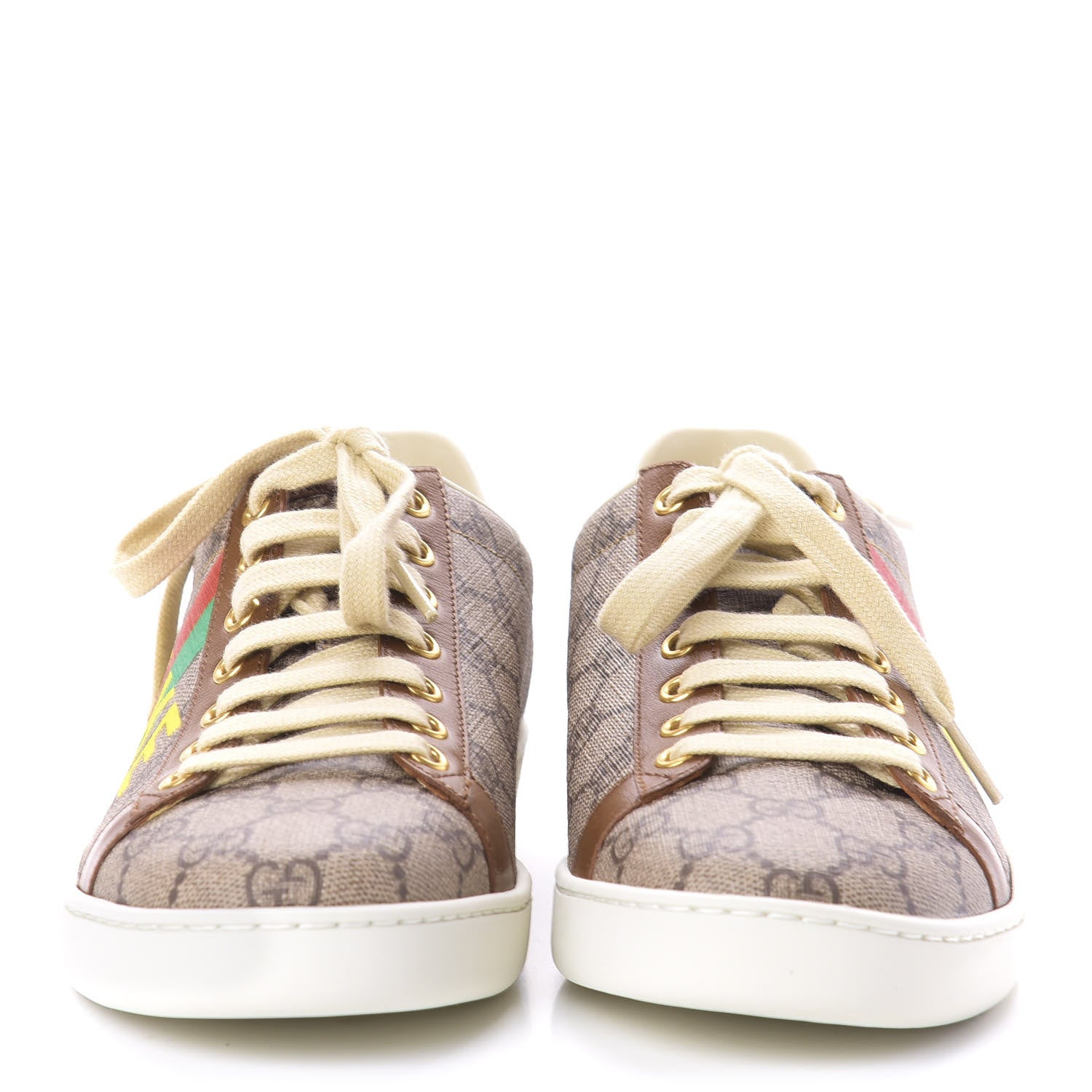 Gucci GG Supreme Monogram Fake/Not Womens Ace Sneakers 39 Beige New Shamarock Brown Sugar 2 of 10