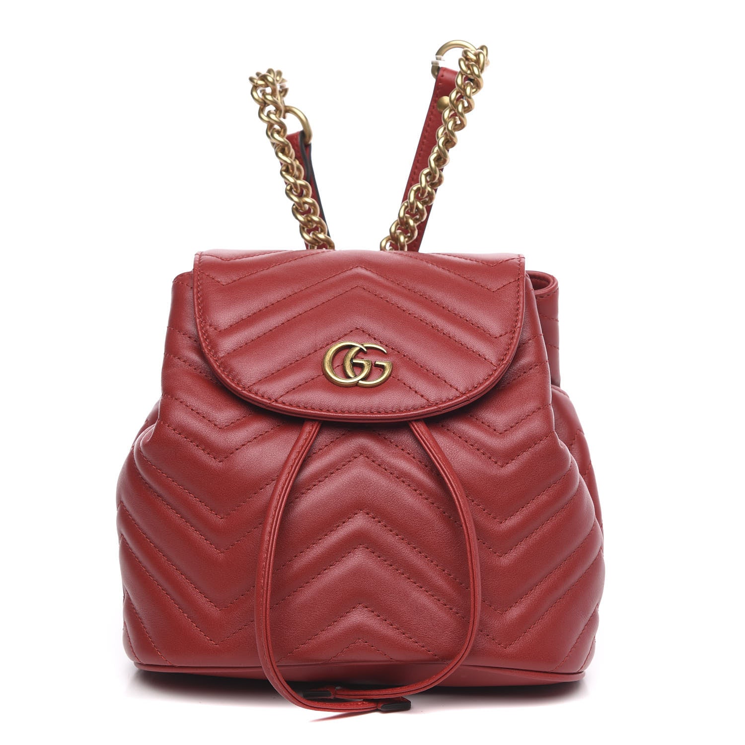 Gucci Calfskin Matelasse GG Marmont Flap Backpack Hibiscus Red 1 of 9